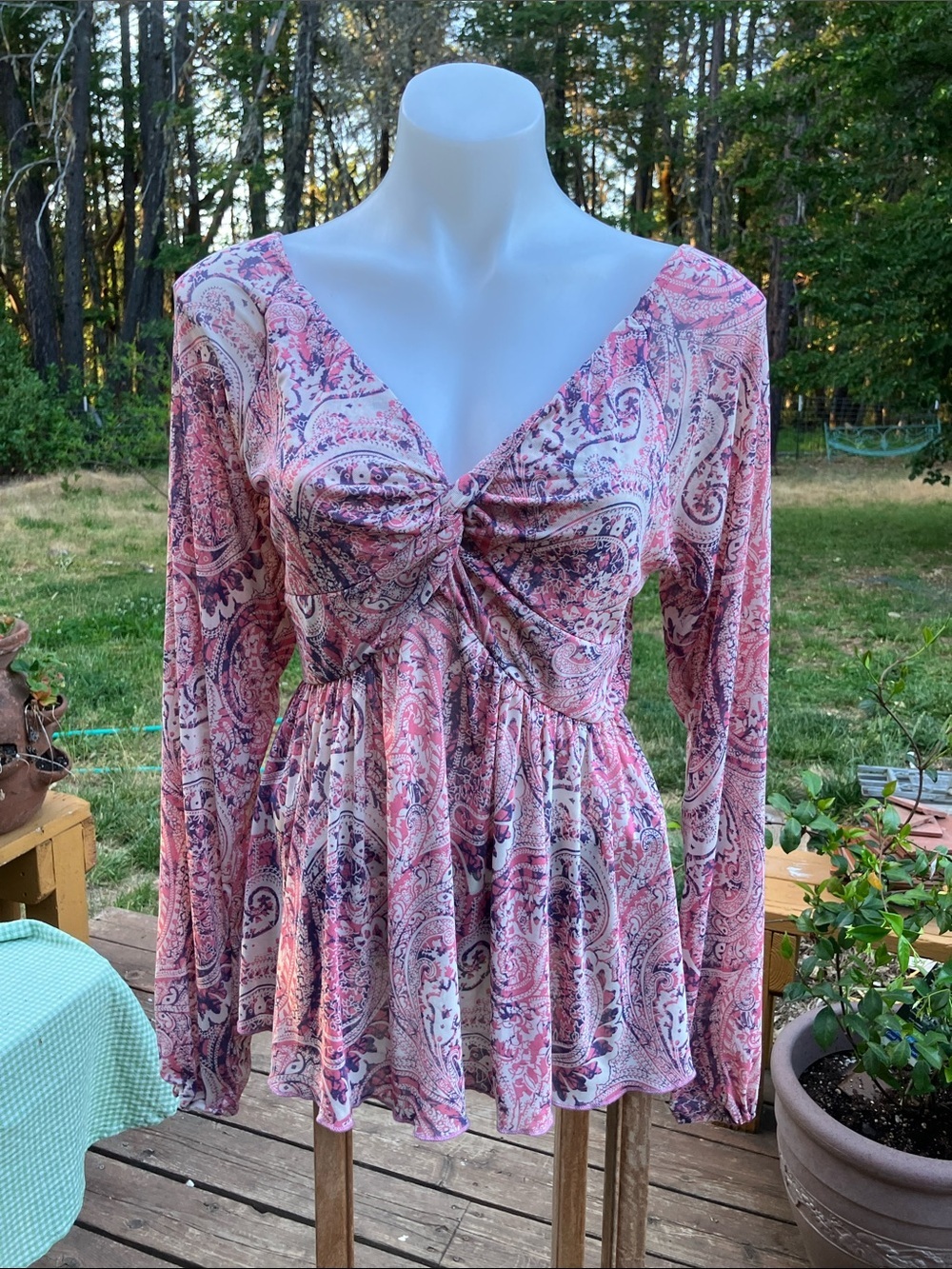 Willow & Root ballet core skirted top with twist low cut  bodice M